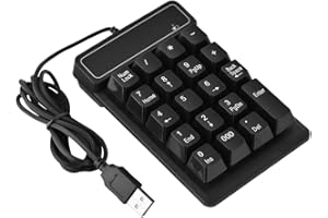 Richer-R Nummernblock Numeric Keypad, USB 19 Tasten Numerische Ziffernblock,Mini 1,5 M/5FT USB Numerische Tastatur Nummernblock für Windows Laptop Desktop PC Schwarz