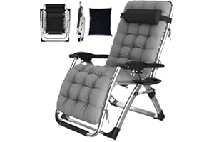 YOIZO Tumbona Plegable Tumbonas Jardin Exterior, con Cojín, Sillas Plegables Ajustable, para, Patio, Jardín, Playa, Piscina, con Almohada, 200 kg (Plata)