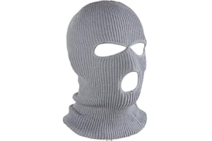 HIDRUO Blue Ski Mask, 3-Hole Full Face Mask Cover, Winter Balaclava Cap Knitted Face Cover for Outdoor Sports