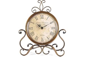 HZDHCLH Roman Table Clocks Silent Non Ticking Roman Retro Art Desk Clock for Living Room Bedroom Office（28 cm Height ）