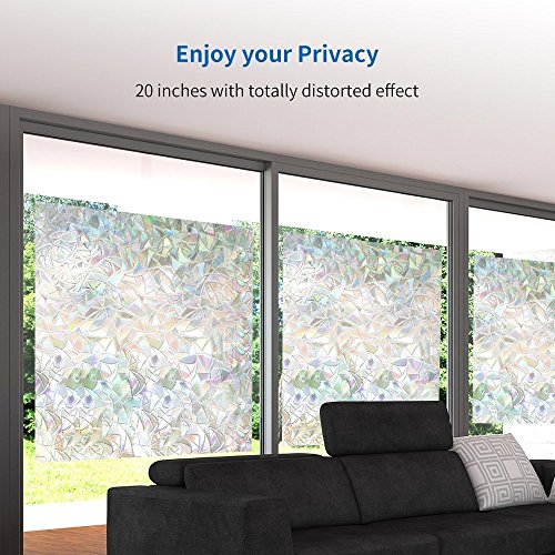 Rabbitgoo® 3D Fensterfolie Dekorfolie Sichtschutzfolie Fensterschutzfolie Selbsthaftend Statisch Haftend Anti-UV Upgrade Version 60*200cm - 5