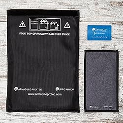 Armadillo Pro-tec RFID Blocage de Signal Sacs Ensemble de Cage de Faraday, 1 étui de Protection pour Grands Smartphones et Porte-Clés + 1 étui pour Grandes tablettes/iPad + 1 Carte RFID.