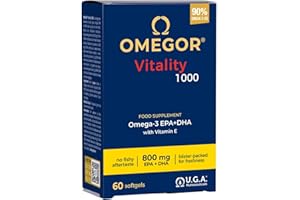 OMEGOR Omega 3 IFOS 5 Stelle 60 cps - Olio di Pesce Omega 3 1000mg - Ricco di EPA e DHA - Senza Retrogusto, Facile da Digerire, Privo di Metalli Pesanti