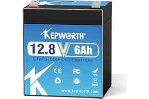 KEPWORTH Batteria LiFePO4 da 12,8V 6Ah, batterie al litio ricaricabili a ciclo profondo, per backup, fotocamera, solare, sistema di allarme, campeggio, luce di emergenza