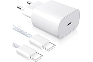 YISH 25W Caricatore USB C Caricabatterie： Alimentatore USB C PD 3.0 USB Tipo C 3A Caricatore Rapido con 60W Cavo Type-C to Type-C