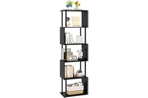 IBUYKE Libreria Scaffale a 6 Livelli, S, Nero, Moderno, Scaffali Espositivi, Soggiorno, Camera Da Letto, Ufficio, WBC016B