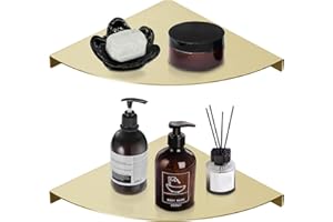 Biutimarden 304 in Acciaio Inox Mensola per Doccia Montaggio a Parete Impermeabile Scaffale Doccia Angolare Robusto Durevole Mensola Angolare per Doccia per Bagno e Camera da Letto (Oro, 2PC)