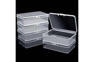 Aimeke 6 sztuk pudełek do przechowywania z tworzywa sztucznego z pokrywką, małe pudełka do przechowywania, przezroczyste, małe pudełko z zamknięciem zatrzaskowym, na śruby, koraliki, biżuterię,