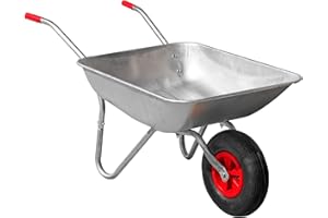 KCT 65L Garden Galvanised Steel Wheelbarrow with Pneumatic Tyre