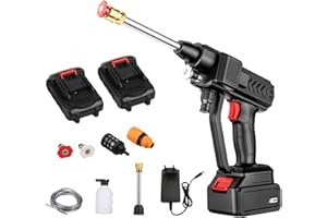 HUIOP Lavadero de Autos,Lavadora eléctrica inalámbrica 60Bar 300W Lavadora de Alta Potencia con batería Recargable para Limpieza de Pisos de cercas de automóviles Riego