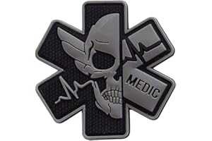 OHRONG Medico Toppa in gomma 3D PVC emblema tattico ACU EMS EMT MED paramedico primo soccorso morale teschio militare gancio di fissaggio distintivo per borsa zaino kit di primo soccorso sacchetto bianco-blu