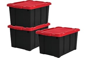 Iris Ohyama, Caisse Rangement Plastique avec Couvercle Robuste, 68L, Lot de 3, Noir, Empilable, pour Garage, Etagères, Déménagement, Plastique, Boite a Outils, Boîte de Rangement, DDSKT-700