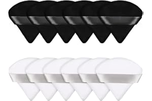 KORINTIN Piumini da Cipria, Soffio Trucco Triangolo Del Viso 12 Pezzi, Puff in Cipria Velluto Triangolare Lavabile 2,75 Pollici, Spugna per Cipria in Polvere Fondotinta Cosmetico per il Corpo Morbido Strumento