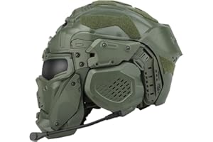 AQ zxdc Taktischer Schutz-Integralhelm, mit Maske, Headset, Brille, Nebellüfter, für Airsoft Paintball