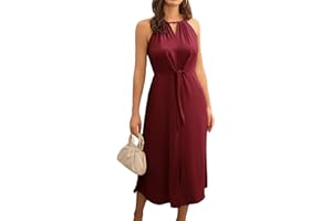 GRACE KARIN Womens A-Line Dress Elastic Summer Sleeveless Sexy Halter Neck Pleated Cocktail Party Dresses