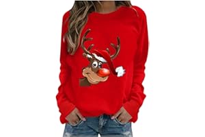 HAOLEI Christmas Jumper Women UK Sale Clearance,Funny Christmas Reindeer Jumper Cute Novelty Xmas Sweatshirts Graphic Shirts Crew Neck Print Pullover Sweater Tops Blouse Ugly Xmas Jumpers Ladies