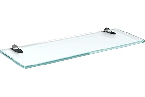bijon Glasregal Glasablage Wandregal Glas Bad-Regal Glas Badezimmer Regal Badablage Ablageregal - 8mm Hartglas, 60 x 15 cm, Milchglas + Halterung A - Edelstahl Optik