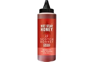 Hot Star Honey Chilli Sauce | Hand Crafted Scotch Bonnet Sauce | Hot Honey Perfect for Chicken, Pizza, Pasta, Steak and Noodle - 340g bottle