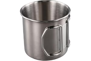GDFNMOGO Tasse à eau en acier inoxydable avec poignée pliable, tasse de bière, tasse de camping, tasses de pique-nique en acier inoxydable, pour voyage en plein air (350 ml)
