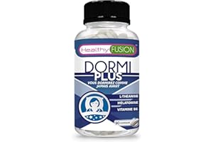 Healthy Fusion Dormi Plus | Obtenez un sommeil rapide et de qualité | Mélatonine + Valériane pure, Passiflore, Camomille et L-Théanine | Eliminez l'insomnie | 90 capsules