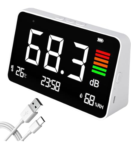 UK T4 DM165A C new decibelmeter geluidsniveaumeter voor het ophangen van een van de muur 30 130 dB bereik 11 inch groot led display apparaat geluidstijd temperatuur, toepassingen voor thuis, studio