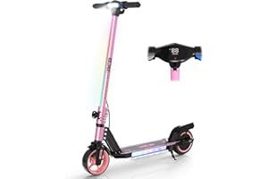 RCB R12 Trottinette électrique Enfant âge 6-12 Ans,jusqu'à 15 km/h & 10 km, 6,5" Pliable Trottinette Electrique, Deux Types Freins, Lumières colorées, écran LED, Cadeau pour Enfant