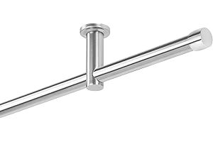 Dekobase Vorhang Gardinenstange Metall Deckenbefestigung Decken Montage 1 läufig komplett Set, 20 mm Ø, Edelstahl-Optik (Andrax, 340 cm)