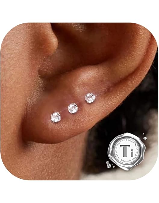 Piercing De Titanio G23 Para Labios - Juego De 3 Piezas, Calibre 16G, 6mm Y 8mm, Circonita Cúbica, Plateado Y Dorado