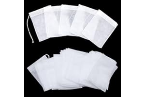 SZXMDKH Zestaw 200 jednorazowych torebek na herbatę ze sznurkiem do ściągania, torebek na herbatę masową (6 x 8 cm)