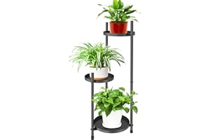 KHayRovies 3 Tier Plant Stand Indoor Tall, Black Metal Corner Plant pot Stands for Multiple Plants, Flower Pot Stands Outdoor Holders Plant Shelf Display Rack for Garden Balcony Patio Living Room (A)