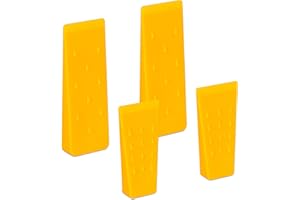 Relaxdays Cuneo Spaccalegna, Set da 4 Spacca Legna Manuali, 14 e 21 cm, Accessori per Abbattimento Alberi, Giallo