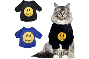 KASESSS 2 Piezas Ropa para Gatos, Ropa Gato de Invierno, Camisa de Algodón para Mascotas, Gatos Abrigo de Invierno con Forro Polar Fino, Manga Larga Ropa de Gato, Cómodo y Cálido, Negro Azul, L