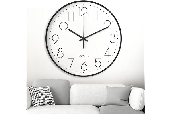 GIBOHOM Väggklocka med kvarts, modern, 20 cm, svart och vit, utan tick-tack ljud, hög precision, lättläst, väggklocka för kontor, vardagsrum, kök, skola, barnrum