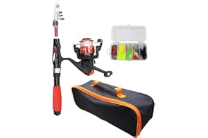 MagiDeal Canne à pêche pour Enfant de Voyage, Ensemble Complet de Canne à pêche pour Enfant avec leurres, Canne à pêche et Moulinet pour débutant, pêche en