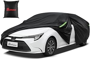 Sailnovo Sedan Car Cover Waterproof All Weather,7 Layers Heavy Duty Full Exterior Cover for Toyota Snow Sun UV Protection with Zipper Universal Fit for Sedan (194-208 inch)
