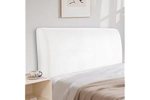 CYCMACO Velluto Copri Testata Letto, Elasticizzato Copertura Per Testiera Del Letto, Tinta Unita Copertura Per Testiera Per Letto, Lavabile, Per Letti Singoli Matrimoniali（180cm, Bianco）