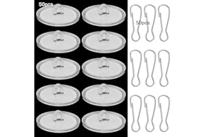 DXLing 50 Stück Deckenhaken Selbstklebend Und 50 Stück Fahnenmast Clip 23mm Transparent Klebehaken ohne Bohren Klebeknöpfe mit Öse Durchsichtige Haken zum Kleben für Küche Bad Decke zum Aufhängen