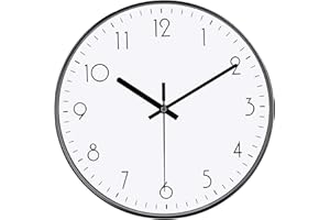 DIYZON Black Wall Clock, 12'' Modern Minimalist Silent Clock, No Ticking Quartz Movement Powered by Battery, Easy to Watch, Ldeal for Decorating Bedroom, Kitchen, School, Office