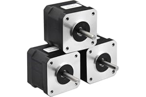 RTELLIGENT Nema 17 Stepper Motor, 3PCS 2 Phase Step Motor Bipolar 1.5A 59.5oz.in(42Ncm) 42x42x38mm 4-wire 30cm Long Cable for 3D Printer (42A02C-XH2.54, 3)
