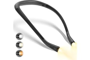 LUXJET Rechargeable Book Light for Reading at Night 3 Colors and 3 Brightness Bendable Arm Neck Light for Jogging and Camping