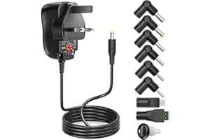 OUTTAG 12W Universal Power Adapter AC Charger - 12V 9V 7.5V 6V 5V 4.5V 3V 1000mA 1A Multi Voltage DC Power Supply Portable DC Power Transformers for Small Home Electronic Devices Tablet BT Speakers LED Light