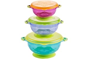Jzhen Bol pour enfants, lot de 3 bols avec couvercle et ventouse, sans BPA