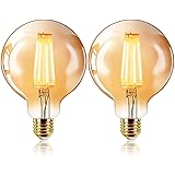 ExtraStar Edison Vintage Glühbirne, G95 E27 LED Filament Lampe, 4W Ersetzt 40W Glühlampe, 400 LM, 2200K Warmweiß, Amber Glas,