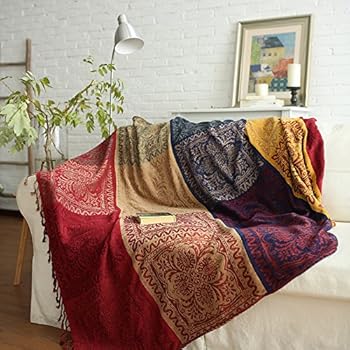 ele ELEOPTION Chenille Überwurf Decke, Jacquard Quasten Überwurf Decke