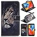 Produktbild Motorola Moto E4 Plus Hülle, CLM-Tech Tasche aus Kunstleder Wallet Case - Motorola Moto E4 Plus Handytasche Schutzhülle mit Standfunktion und Kartenfach Flip Cover -Bookstyle Handy Flipcase Löwe schwarz mehrfarbig