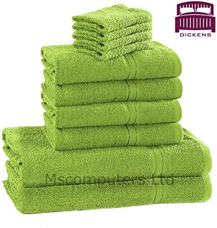 10 Towel Set Bathroom 100% Cotton Face/Hand/Bath Towels Luxury (Green)