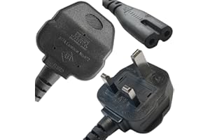 Lite-an 1.8 Meter Figure 8 Power Lead - 2 Pin Power cable for Samsung TV Power Cable, Printer cable, PS5 Xbox power cable, IEC C7 Power Cord, Black