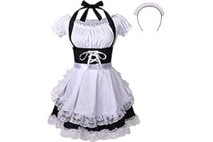 maxToonrain Women's French Maid Costume Maid Fancy Dress Anime Cosplay Party Maid Outfit for Ladies