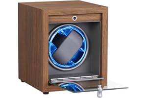 KZAN Automatic Watch Winder with LED Light Soft Flexible Watch Pillow AC Adapter Quiet Motor 4 Rotation Modes 1 Slot