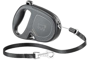 Ferplast Flippy One Guinzaglio per Cani Allungabile - Pratico Porta Sacchetti - Unico Pulsante Blocco & Rilascio - Design Italiano Ergonomico - Cordino - Max 12 kg - 4,5m, Nero